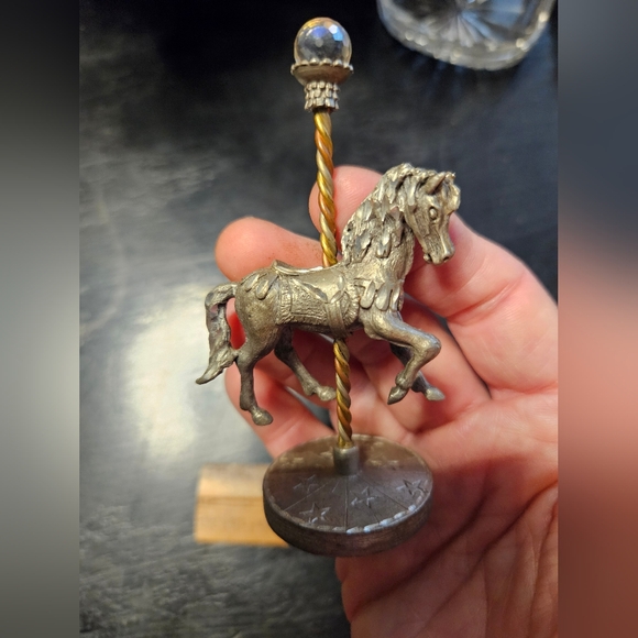 Other - Silver Carousel Horse Figurine With Crystal